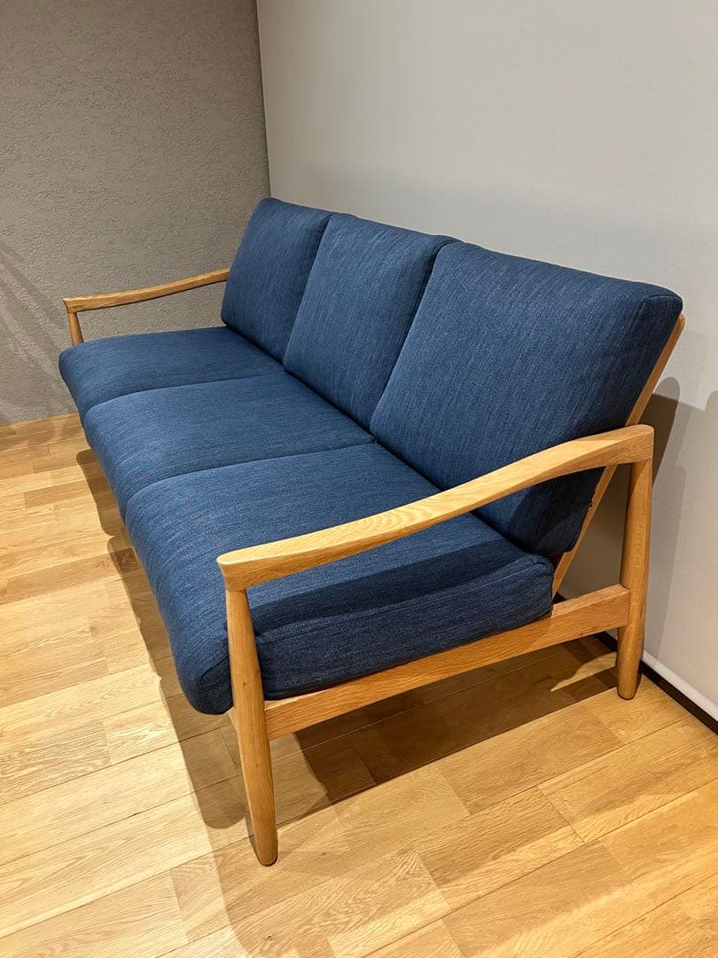 ペーパーナイフソファ風　3人掛け　ネイビー