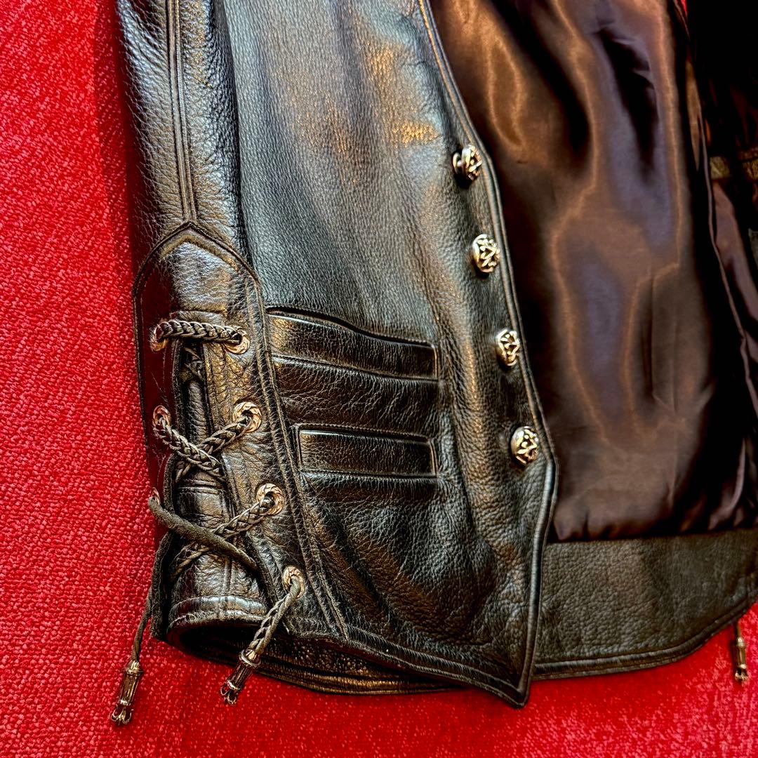 A&Gエーアンドジー レザーベスト シルバー925本革&スティングレー￼￼エイ革