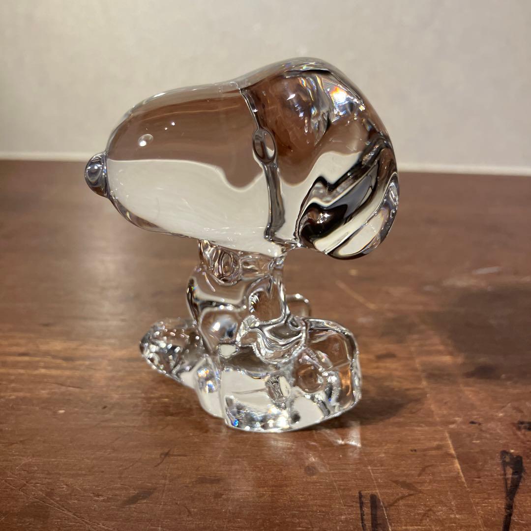 スヌーピー 佐々木硝子 クリスタル ペーパーウェイト 置物時計 SNOOPY