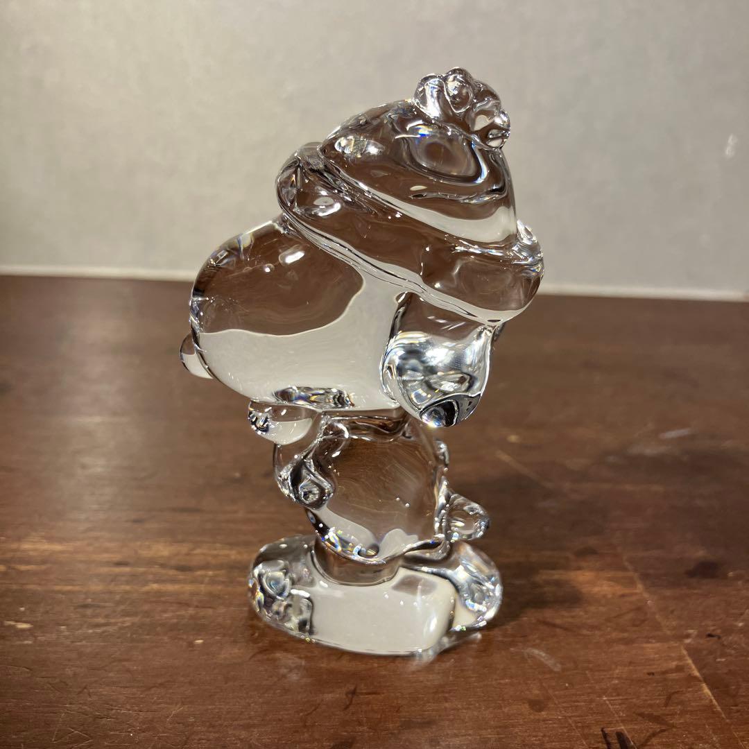 スヌーピー 佐々木硝子 クリスタル ペーパーウェイト 置物時計 SNOOPY