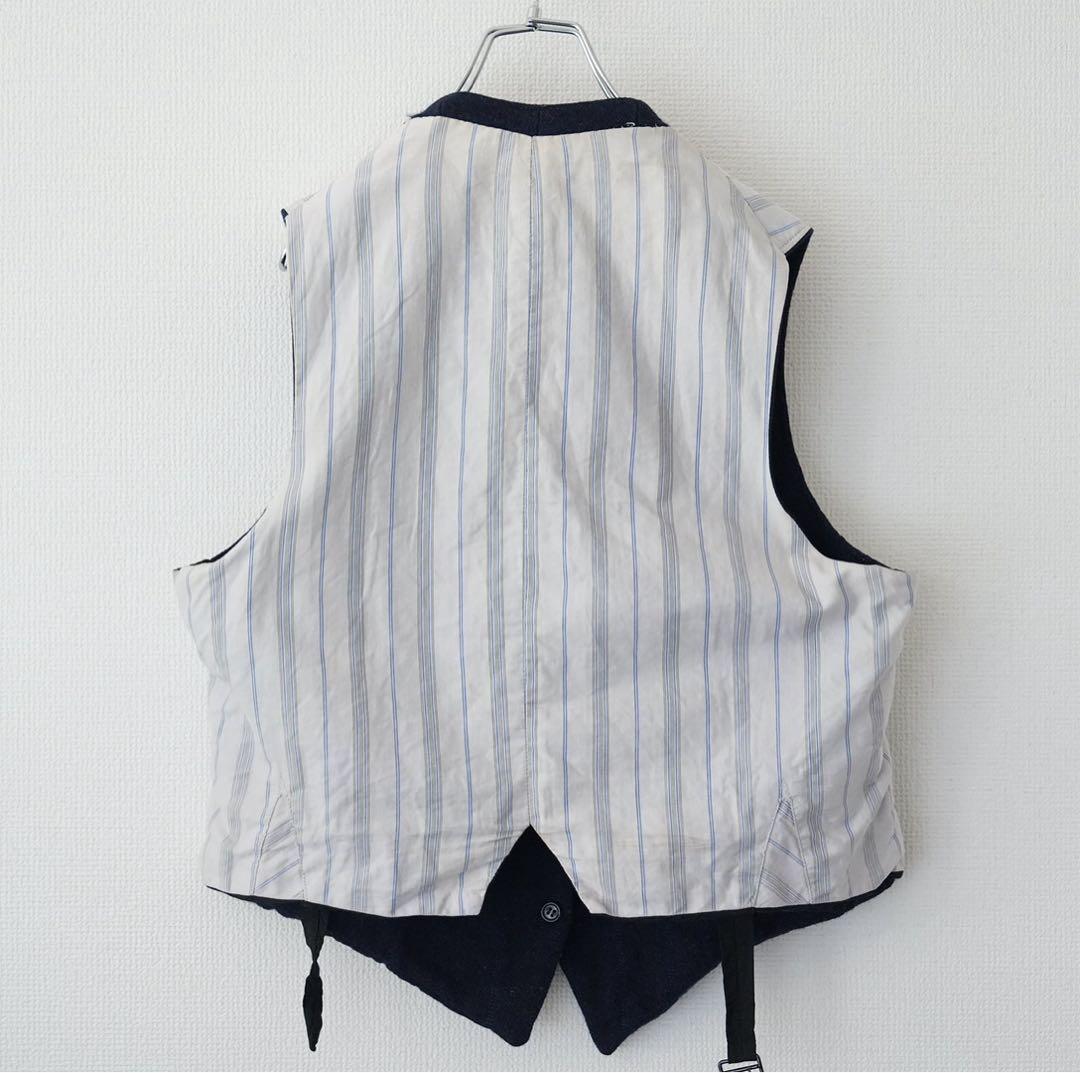 【希少】20s 30s ヴィンテージ フランス製ウールベスト 針刺しシンチバック