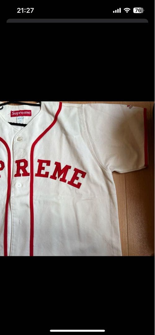 Supreme ベースボールジャージ ホワイト/レッド
