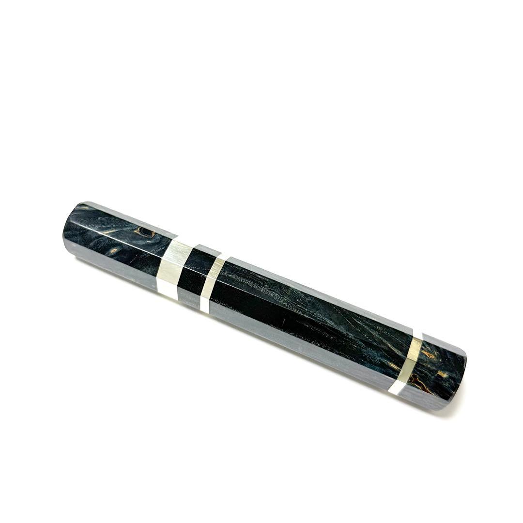 三段銀巻 柳刃7寸 スタビライズドウッド八角柄 柳刃210 手作り 包丁の柄p