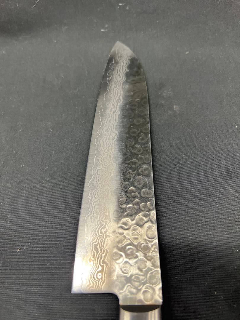 hA【used】菊孝 三徳 包丁 ダマスカス 反りなし