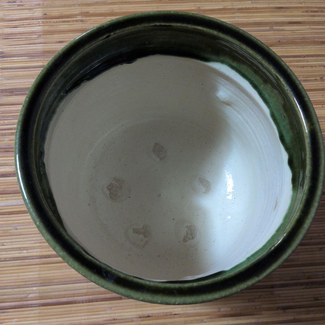 茶道具 蓋つき　水屋　水屋瓶　水がめ　織部　われ蓋つき　箱なし