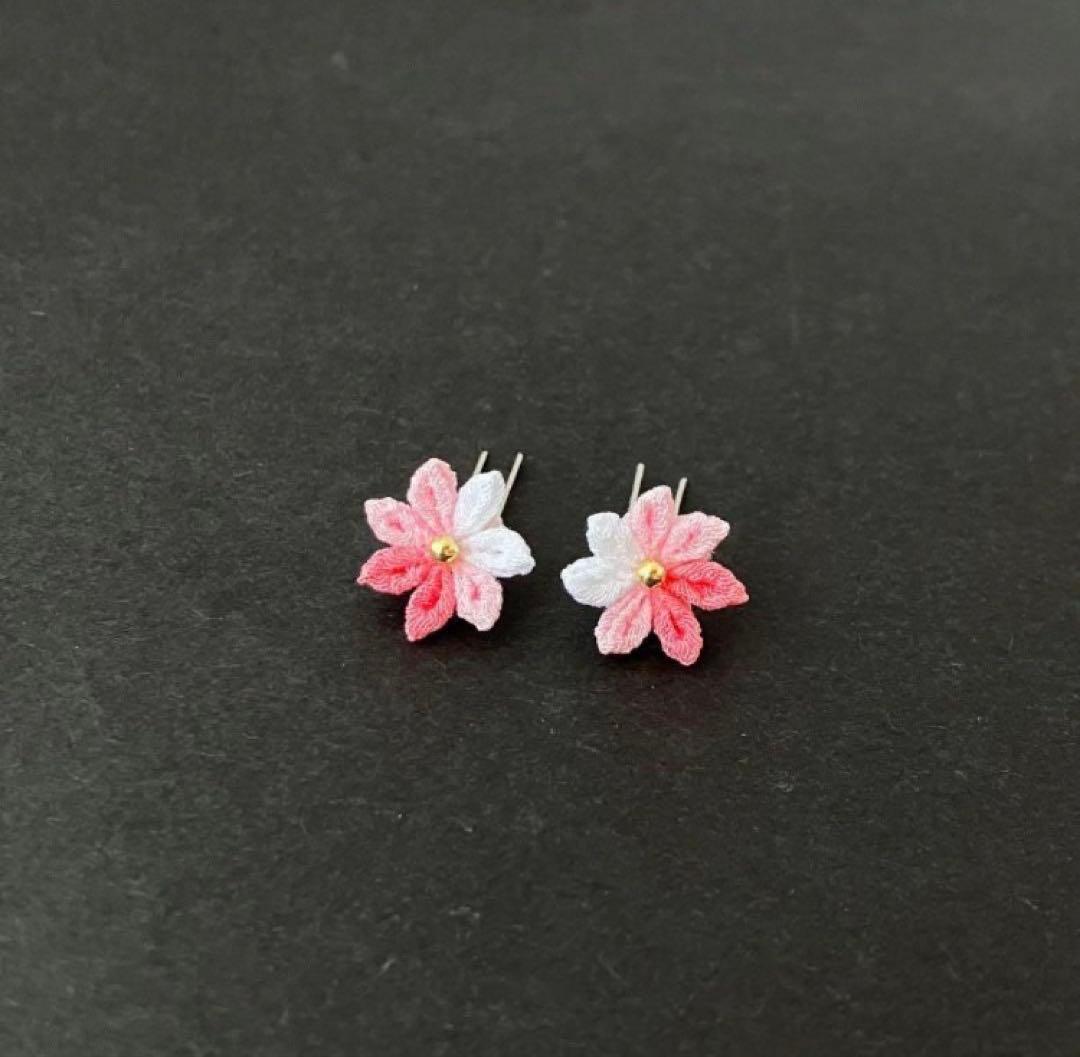 ドール用　ホワイト×ピンク和風かんざし 髪飾り　リカちゃん　振袖　着物