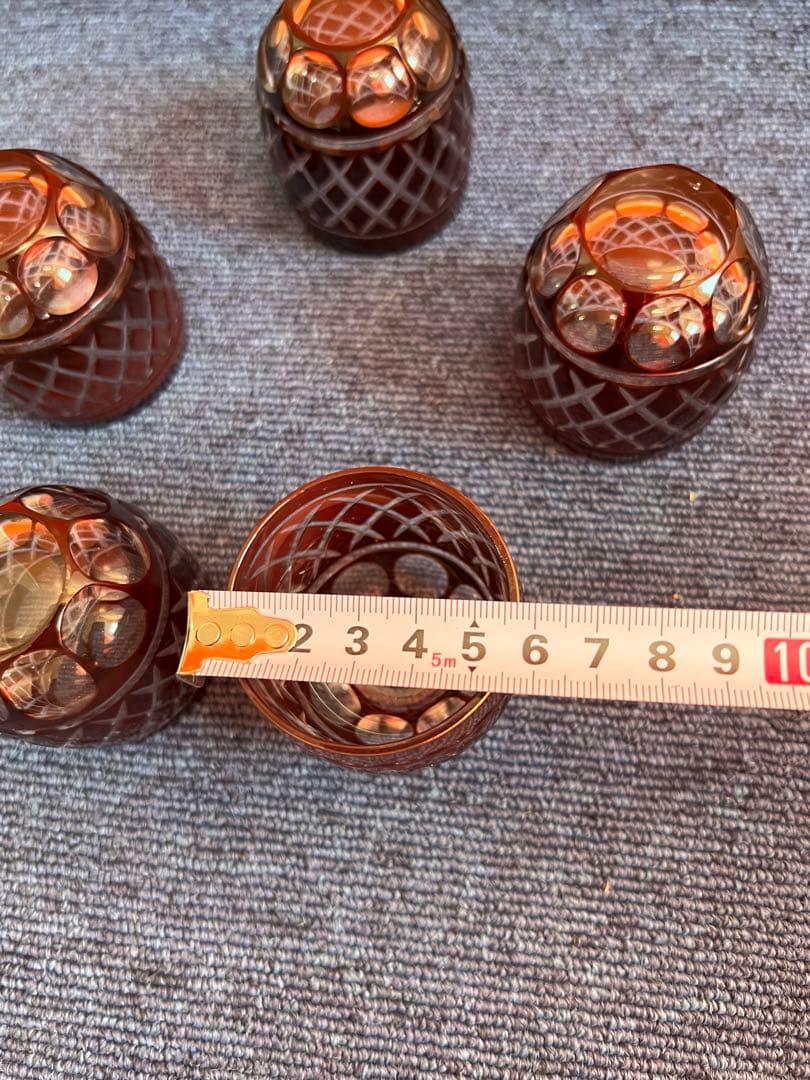 928 薩摩切子　猪口　5客　未使用