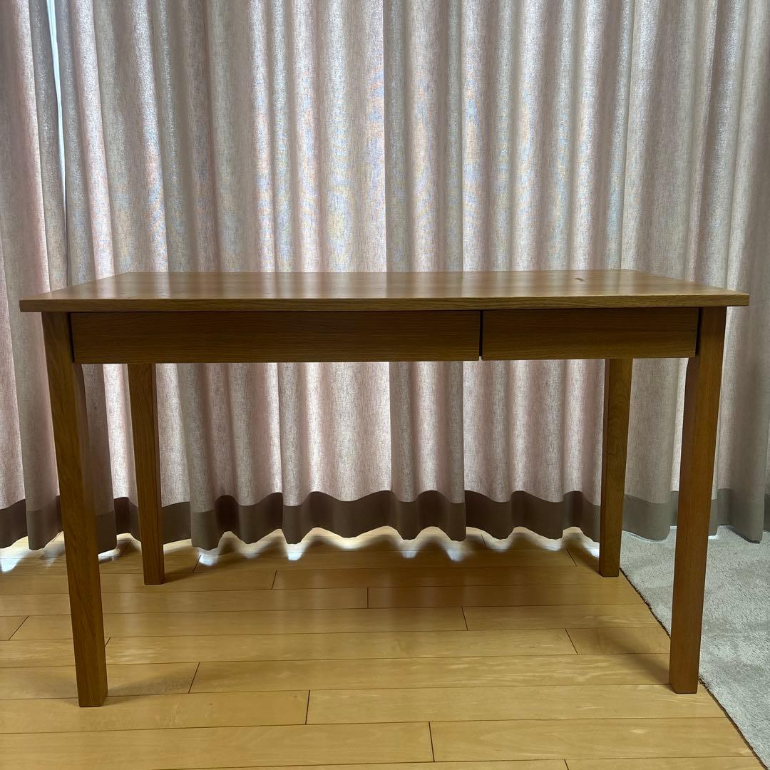 無印良品　無垢材デスク　引出し付き　オーク材　学習机