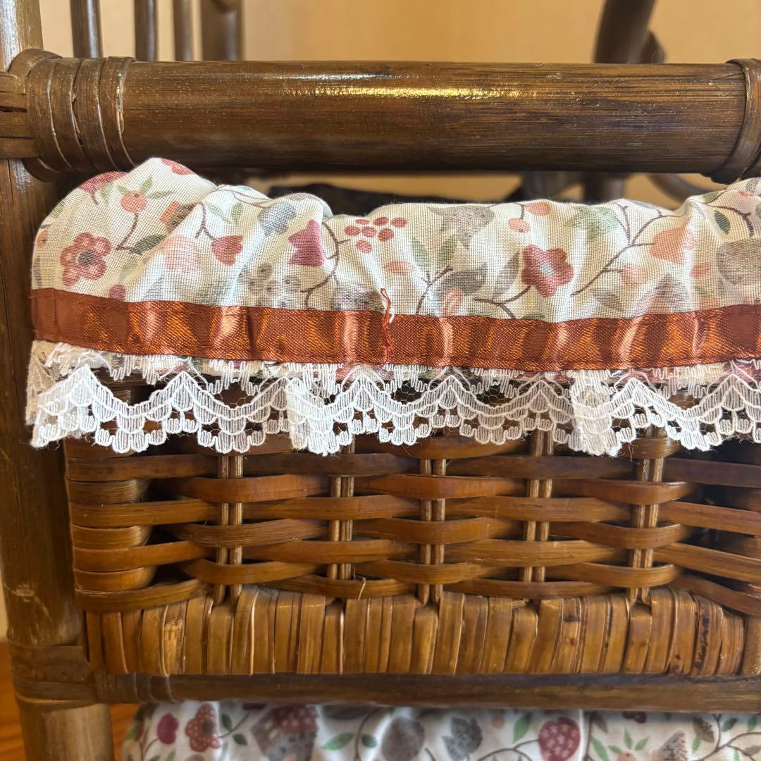 昭和レトロ 籐製 ハンガーラック 収納付き ヴィンテージ アンティーク調