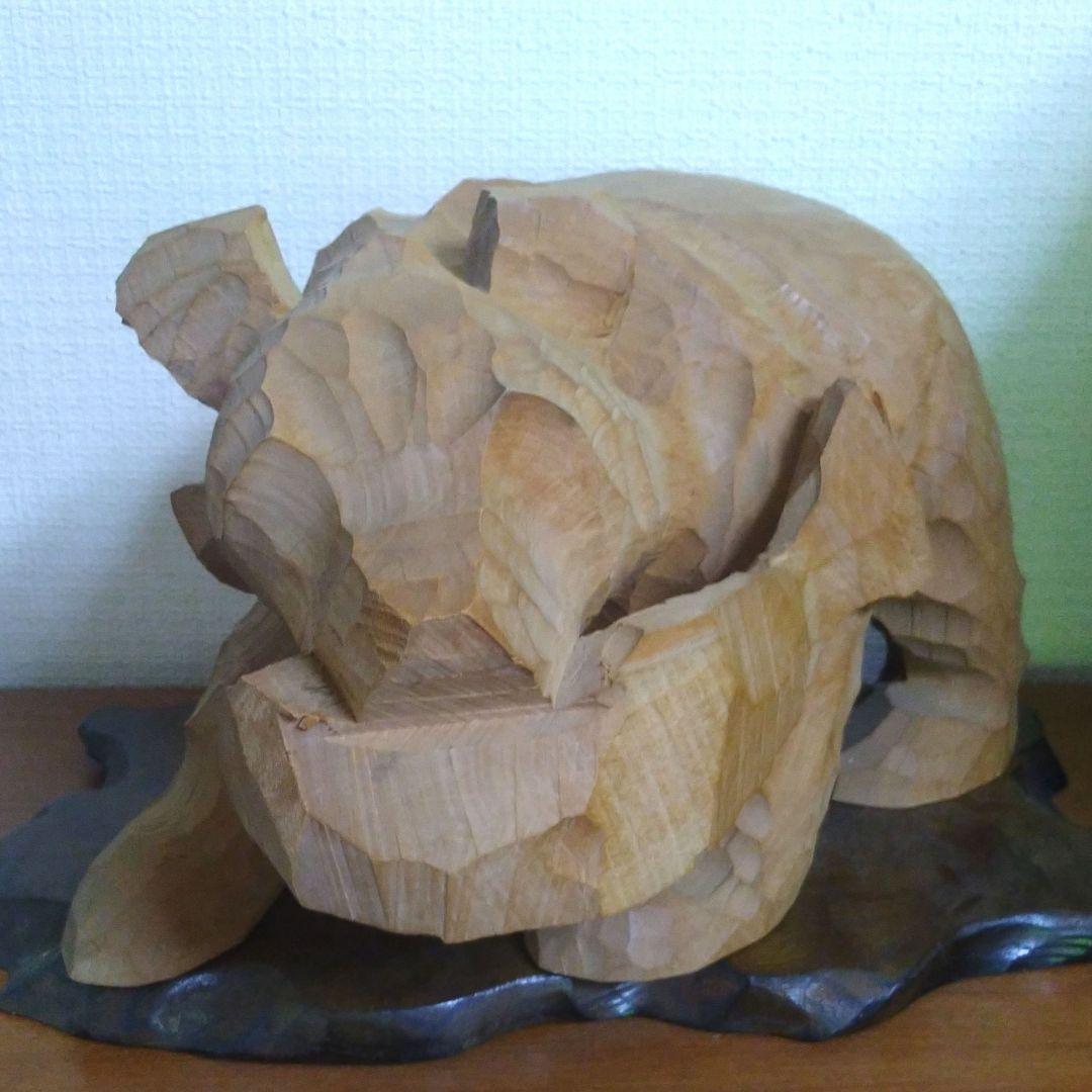 手彫りの熊 木彫りの熊 アイヌ工芸品 熊の置物 大きめ 約32cm