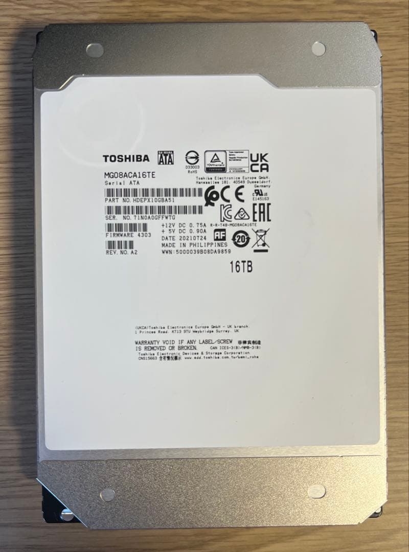 [0~数時間通電 2個セット 32TB] 大容量HDD 東芝 16TB