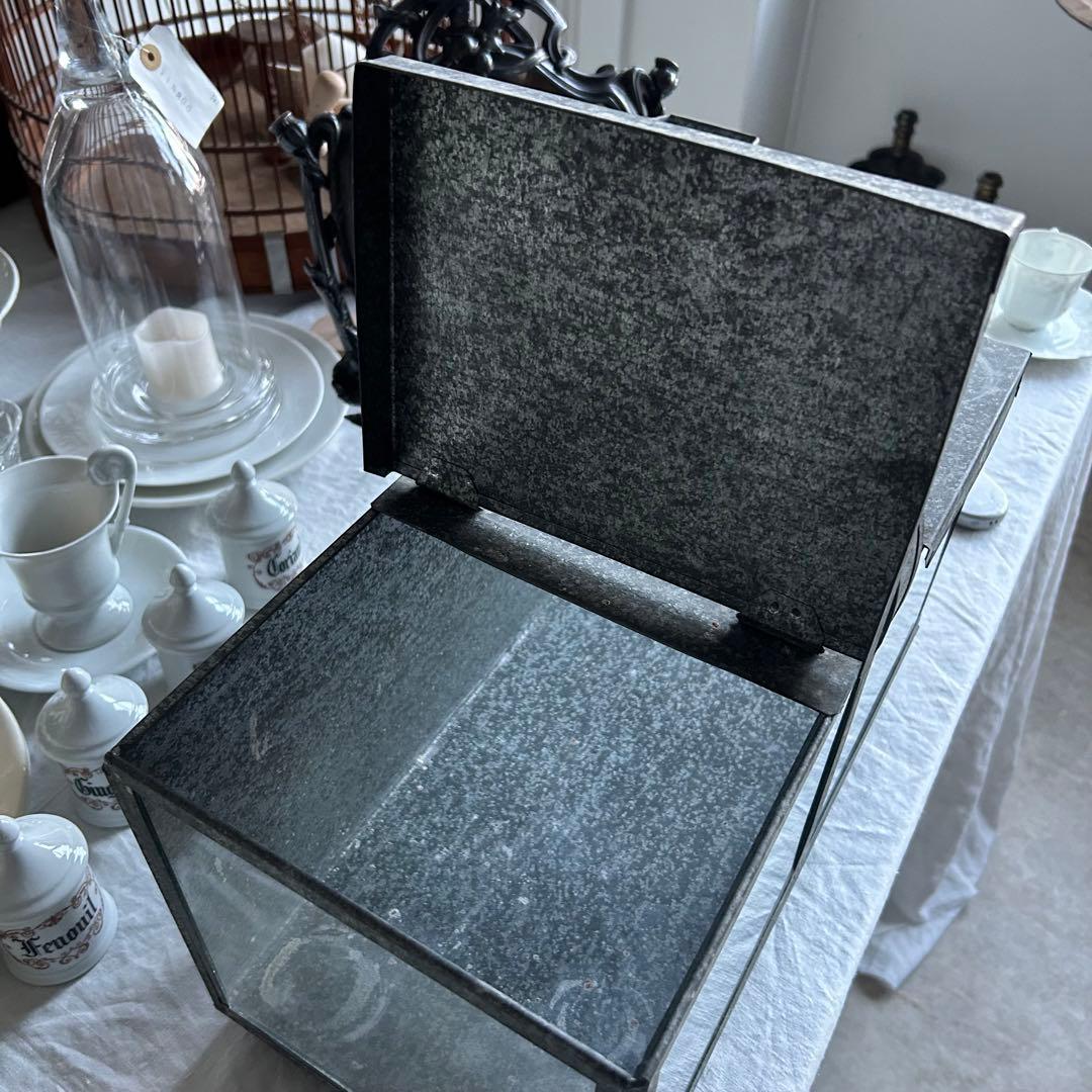 レア　フランスアンティーク　ブリキ　パンケース　ショーケース　両開　バタフライ式