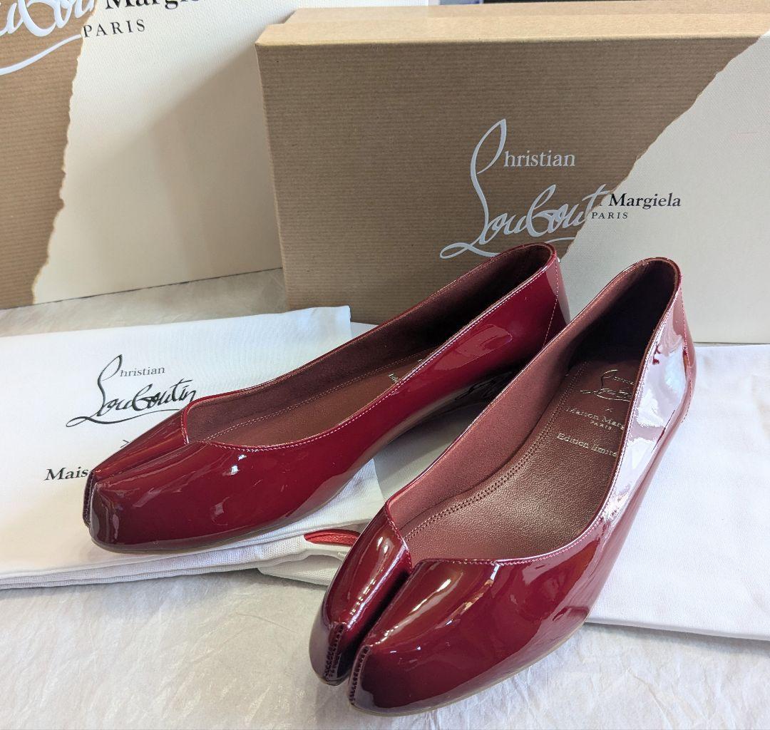 新品♪25cmルブタン×マルジェラ*フラットシューズ奇跡のコラボ赤♪