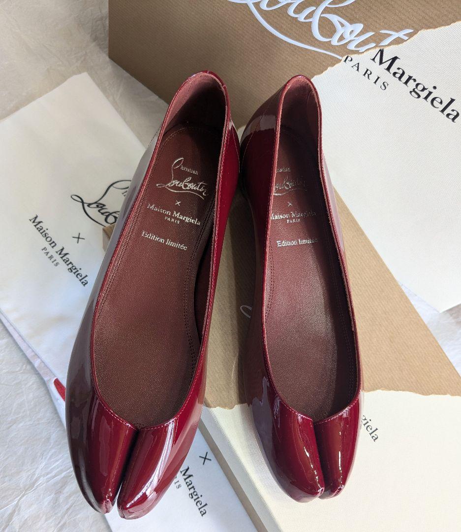 新品♪25cmルブタン×マルジェラ*フラットシューズ奇跡のコラボ赤♪