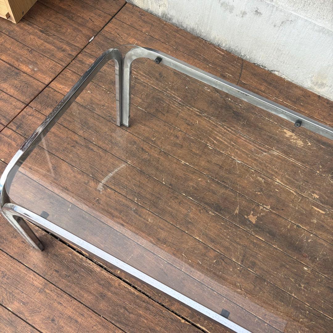 B壁 ミッドセンチュリー アイアンフレーム センターテーブル ガラステーブル