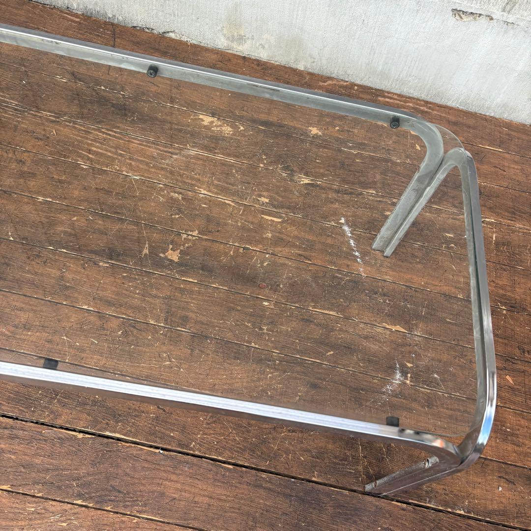 B壁 ミッドセンチュリー アイアンフレーム センターテーブル ガラステーブル