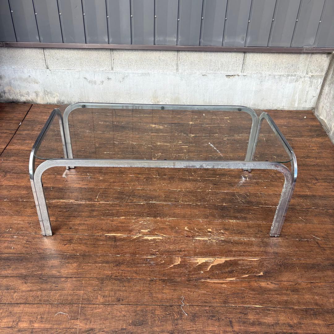 B壁 ミッドセンチュリー アイアンフレーム センターテーブル ガラステーブル
