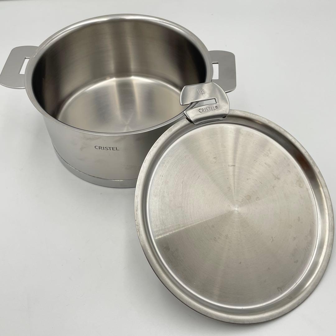 【美品】CRISTEL Lシリーズ 深鍋 16cm ステンレス蓋付き IH対応