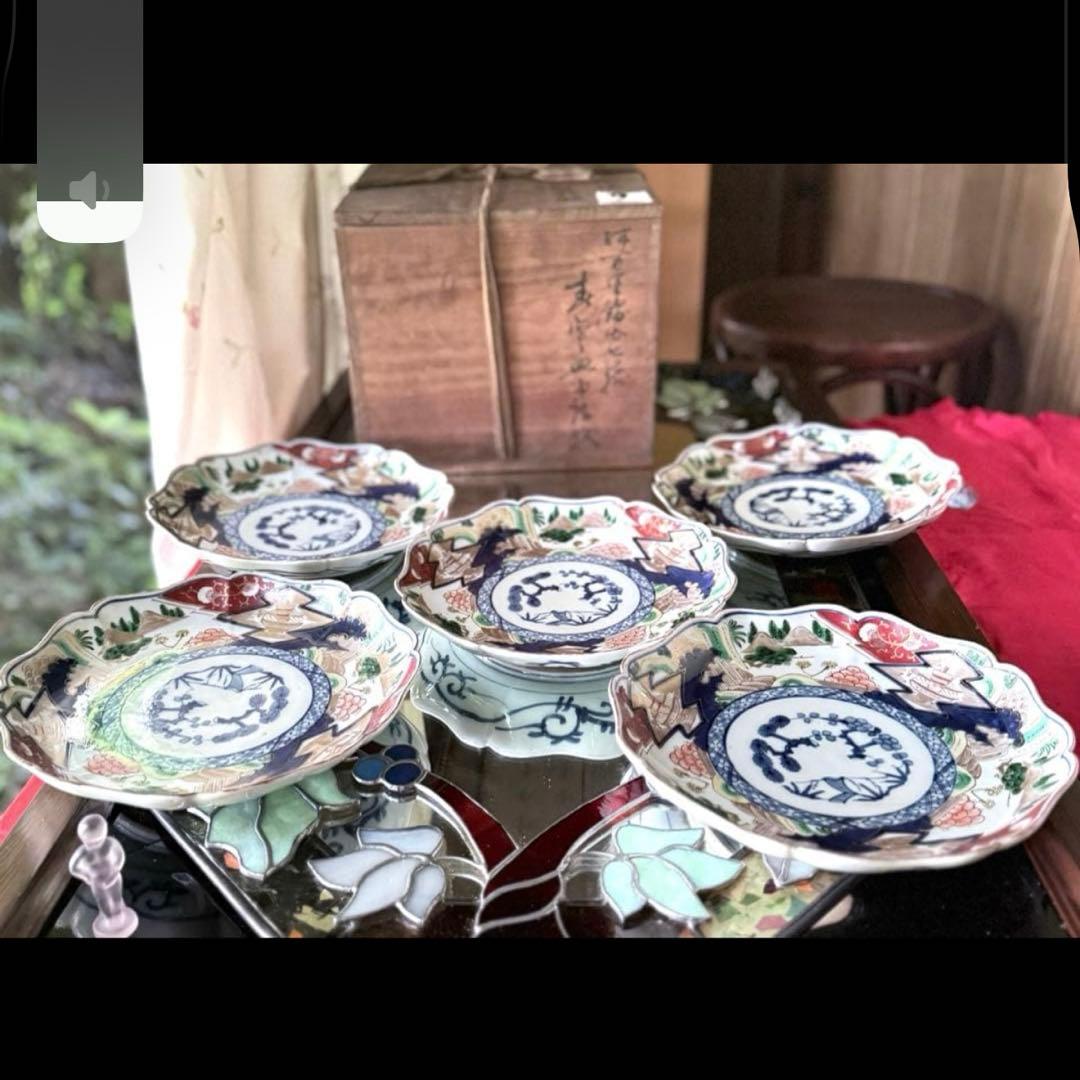 K様へ感謝お嫁入り‼️最強運GOLD伊万里錦手帆かけ舟❌山水❌米俵在銘八寸皿2客