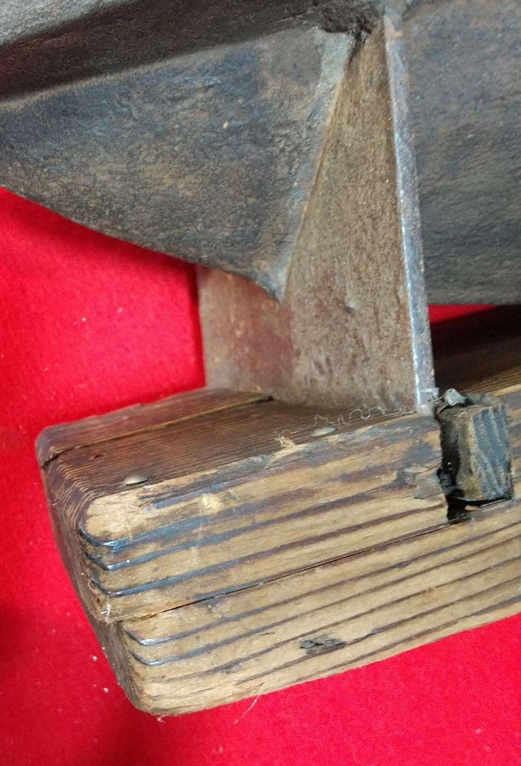 古道具 時代物 大型薬研 長さ約80cm 高さ約17.5cm幅約16.5cm