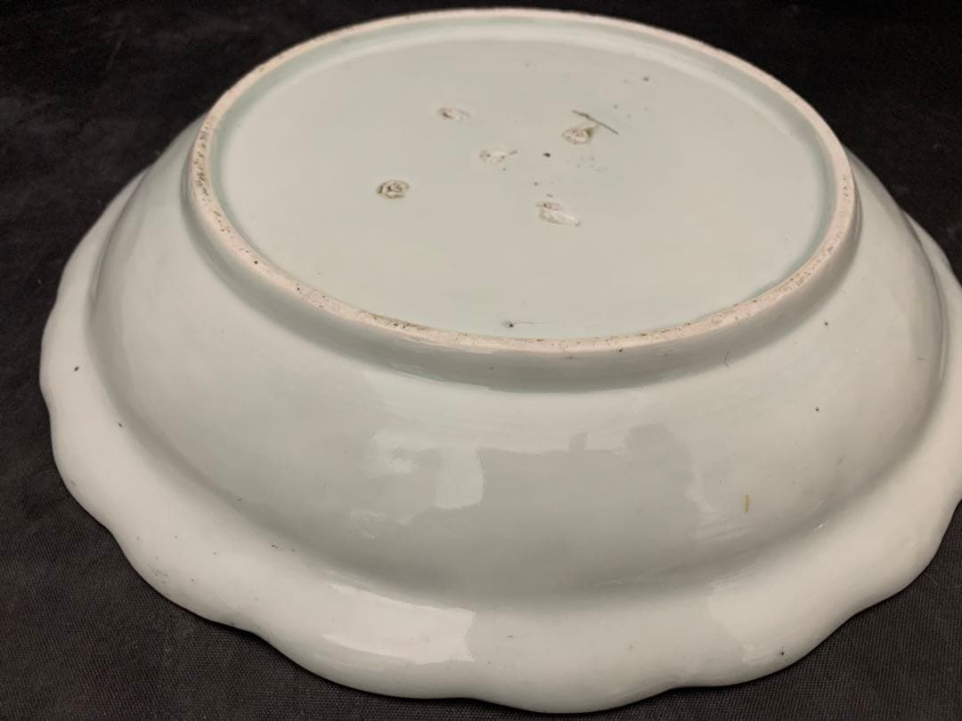 古伊万里　　鉄拐仙人染付図輪花皿　約直径27㎝