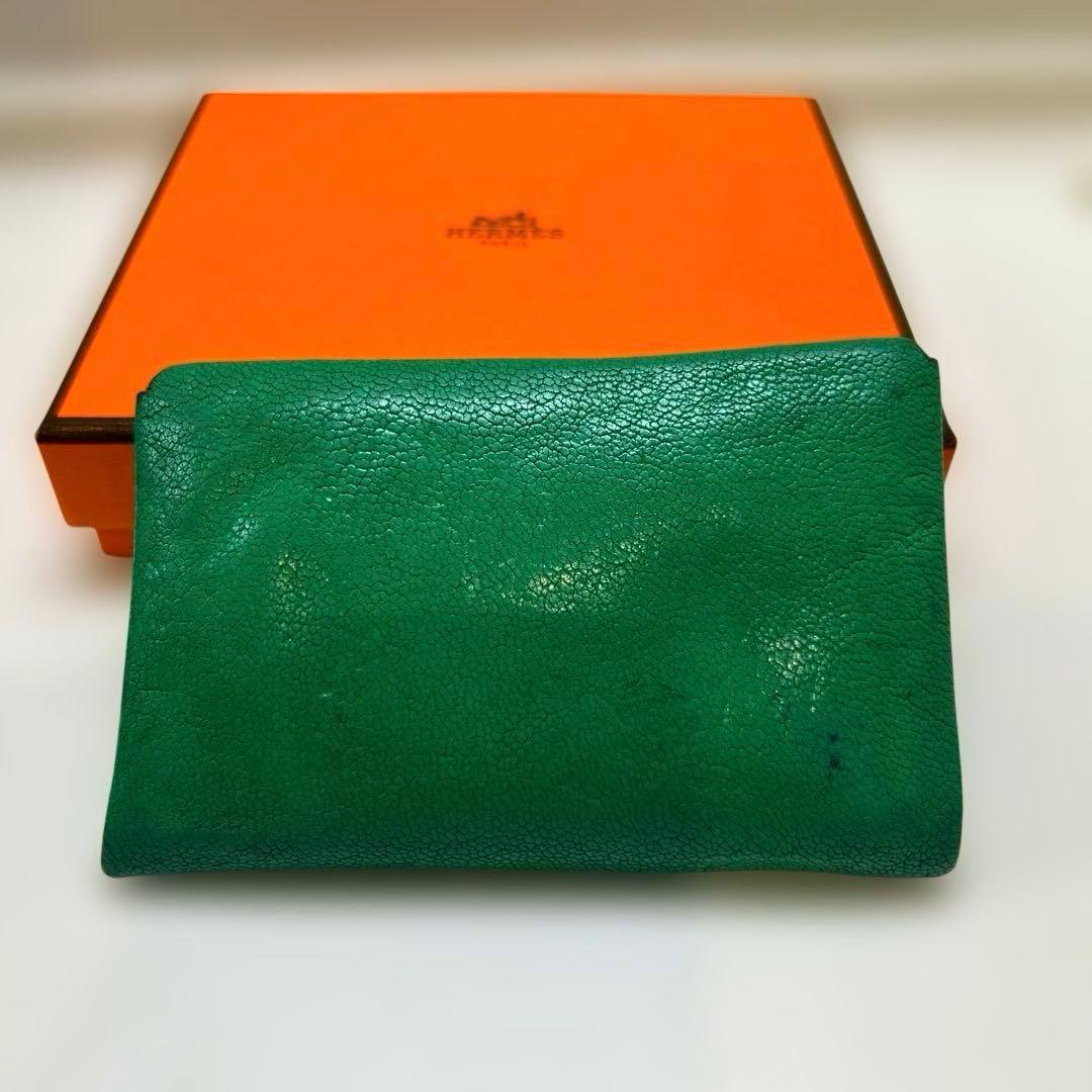 エルメス　カルヴィ　グリーン　名刺入れ