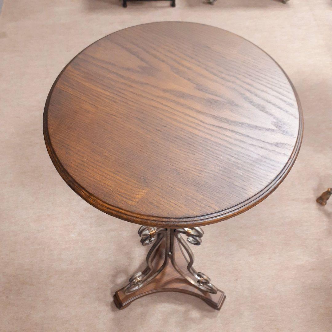 輸入家具　ロートアイアン仕様　アンティーク　サイドテーブル　シャビー加工　天然木