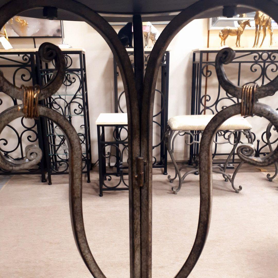 輸入家具　ロートアイアン仕様　アンティーク　サイドテーブル　シャビー加工　天然木