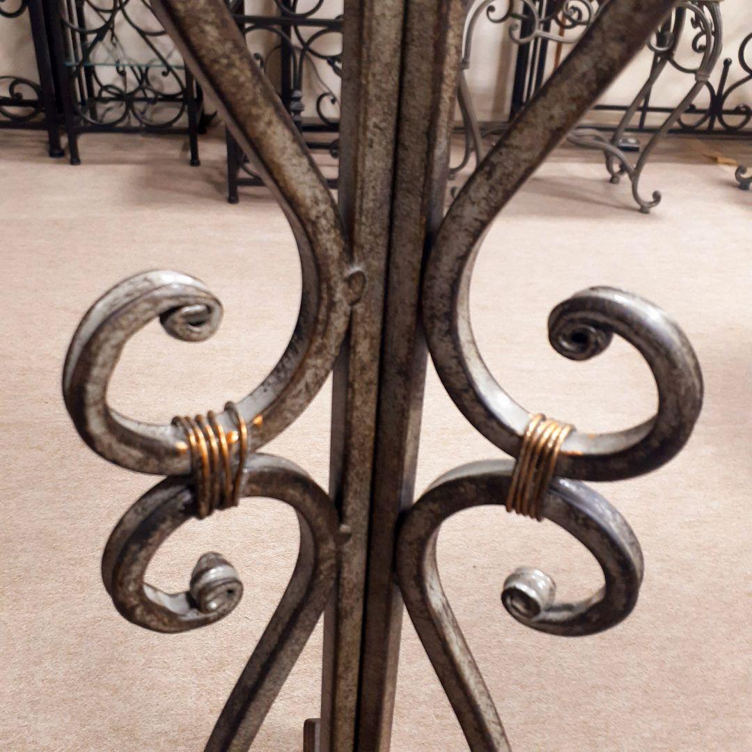 輸入家具　ロートアイアン仕様　アンティーク　サイドテーブル　シャビー加工　天然木