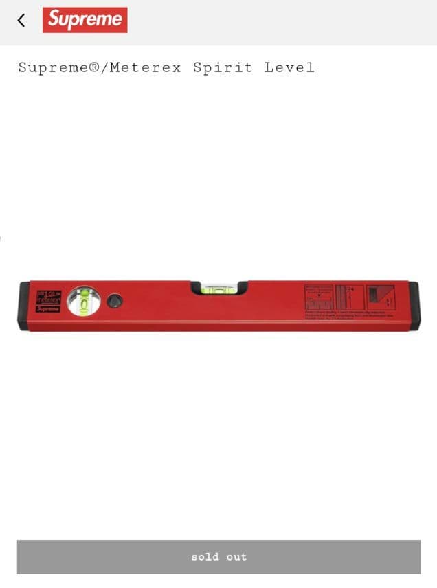 アクセサリー Supreme Meterex Spirit Level