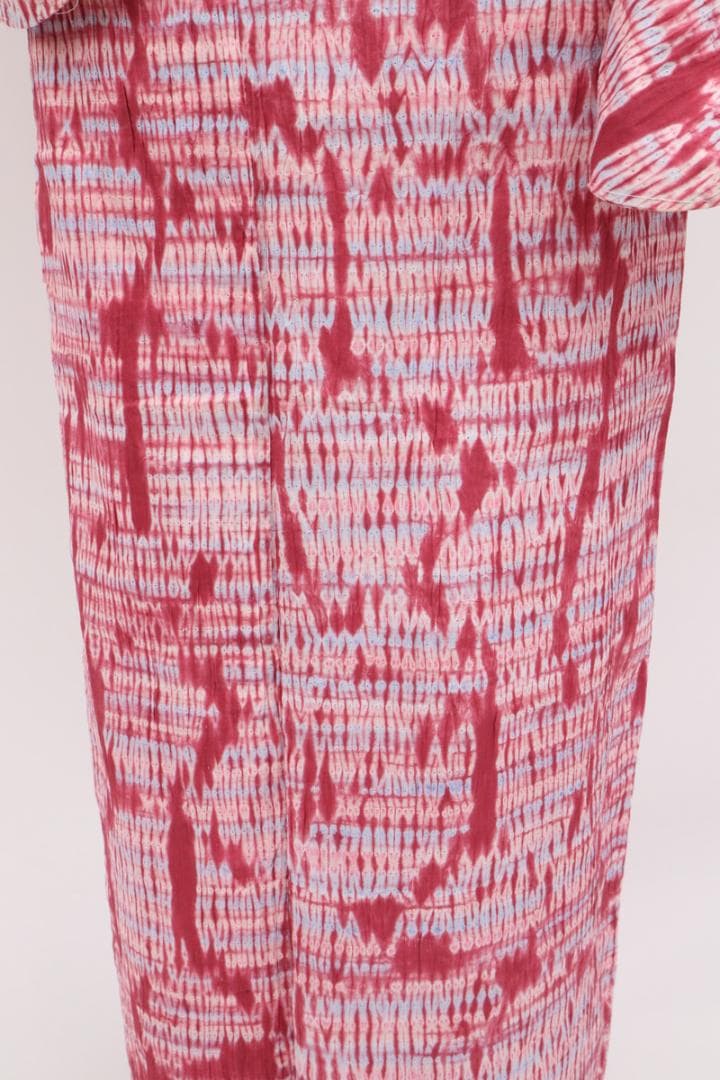 【板締め絞り浴衣】長尺 濃ピンクトールサイズ 木綿 夏着物 8UM7