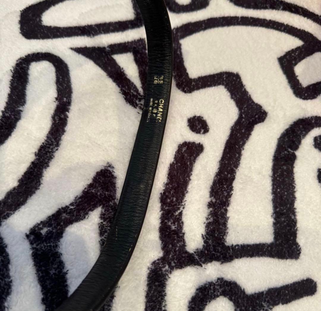 CHANEL 黒 レザー ベルト ゴールド金具