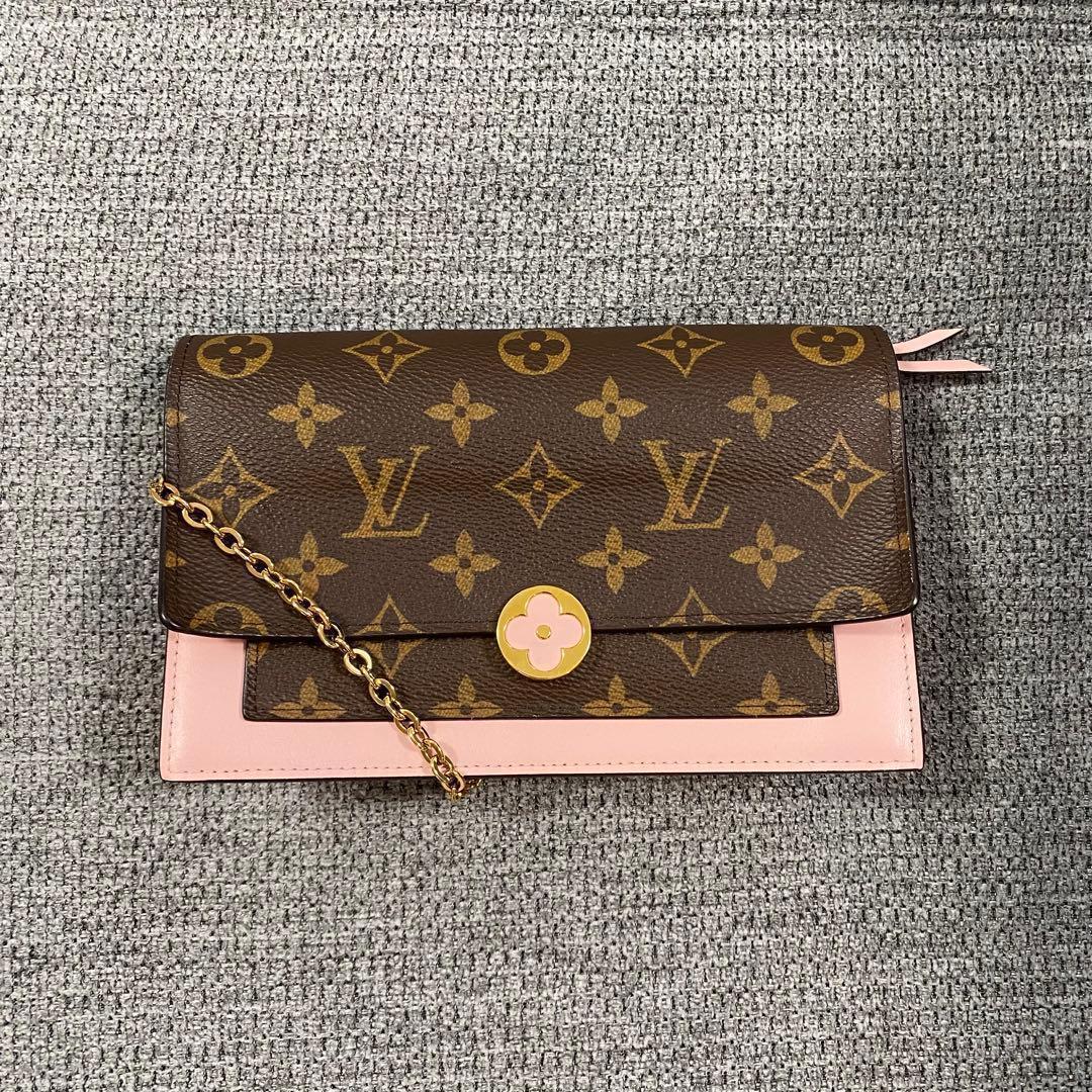 【美品】ルイヴィトン モノグラム ポルトフォイユ・フロール チェーン
