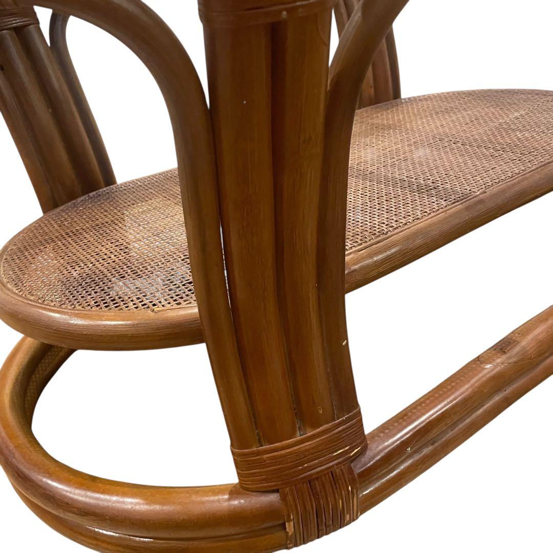 ラタン 藤　ガラステーブル　 アンティーク