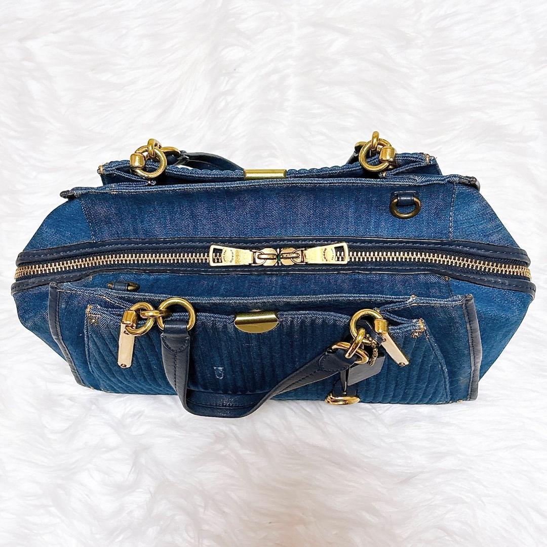 希少　コーチ　ドリーマー　ハンドバッグ　2way デニム×レザー　青