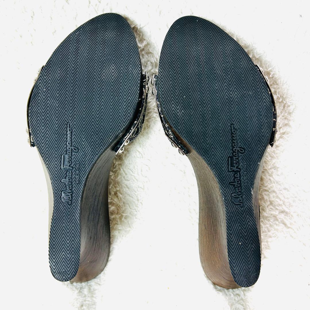 【美品✨箱付】フェラガモ ナッパレザー ミュール サンダル ガンチーニ 7D