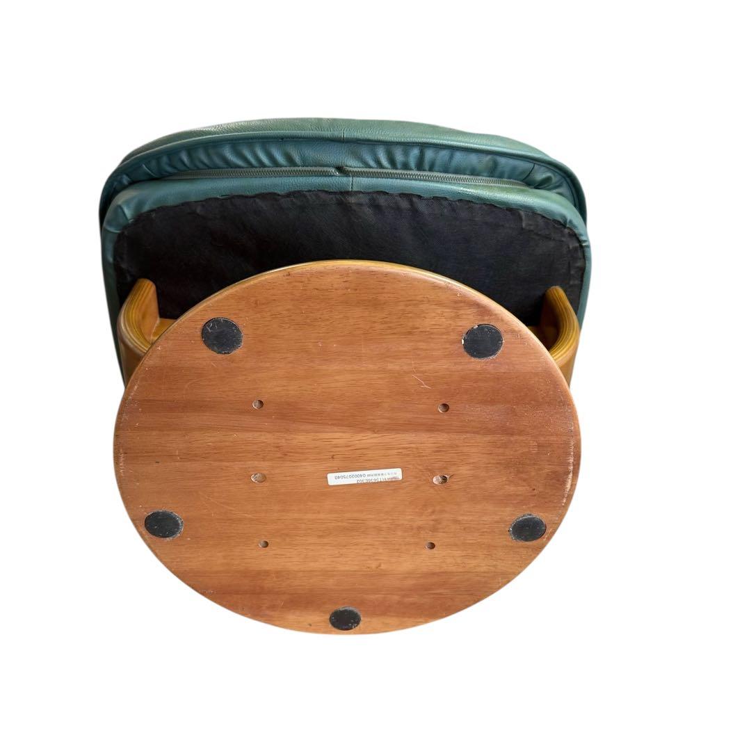 HR667 【総革】カリモク　karimoku 緑　グリーン レザー　木製