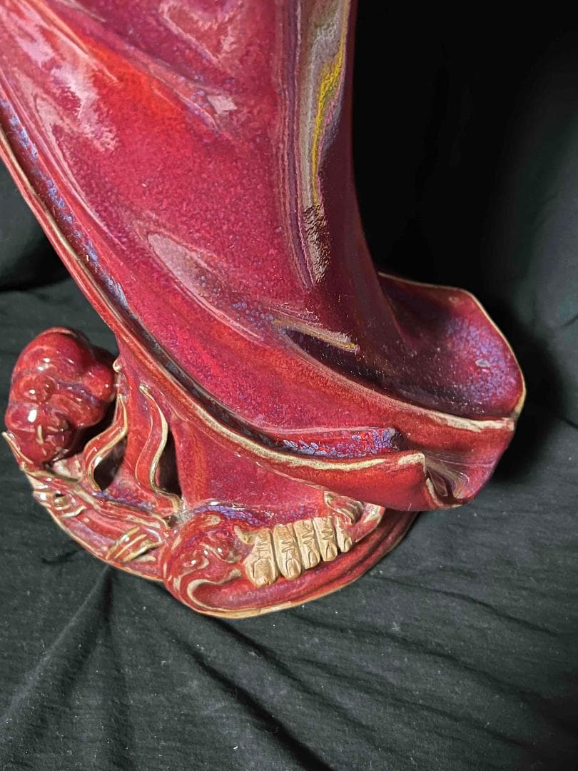 清时代 鈞窯　紫紅釉鈞窯達摩　窯変釉　辰砂　唐物　古賞物(B-101)