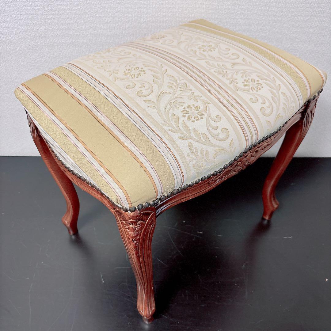 アンティーク調 猫脚スツール 彫刻 椅子 ロココ調 ローラアシュレイ風 姫家具