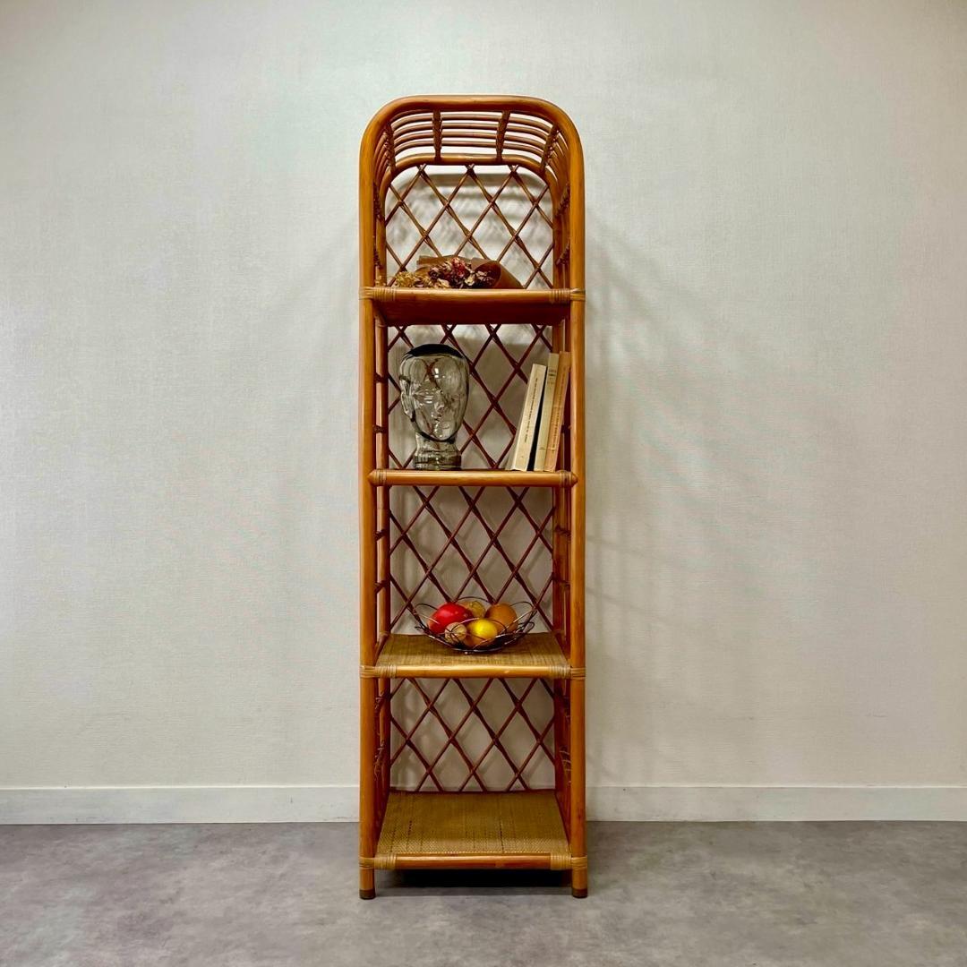 ヴィンテージ ラタンラック オープンラック 籐家具 収納 ナチュラル ビンテージ