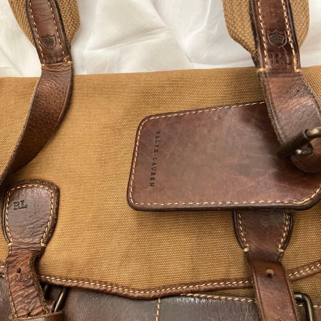希少　ラルフローレン　メッセンジャーバッグ　ショルダーバック　キャンバス　レザー