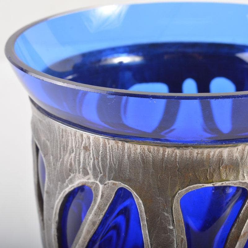 アンティーク　工芸ガラス　倉敷ガラス　小谷真三　銀巻花瓶　C　6718