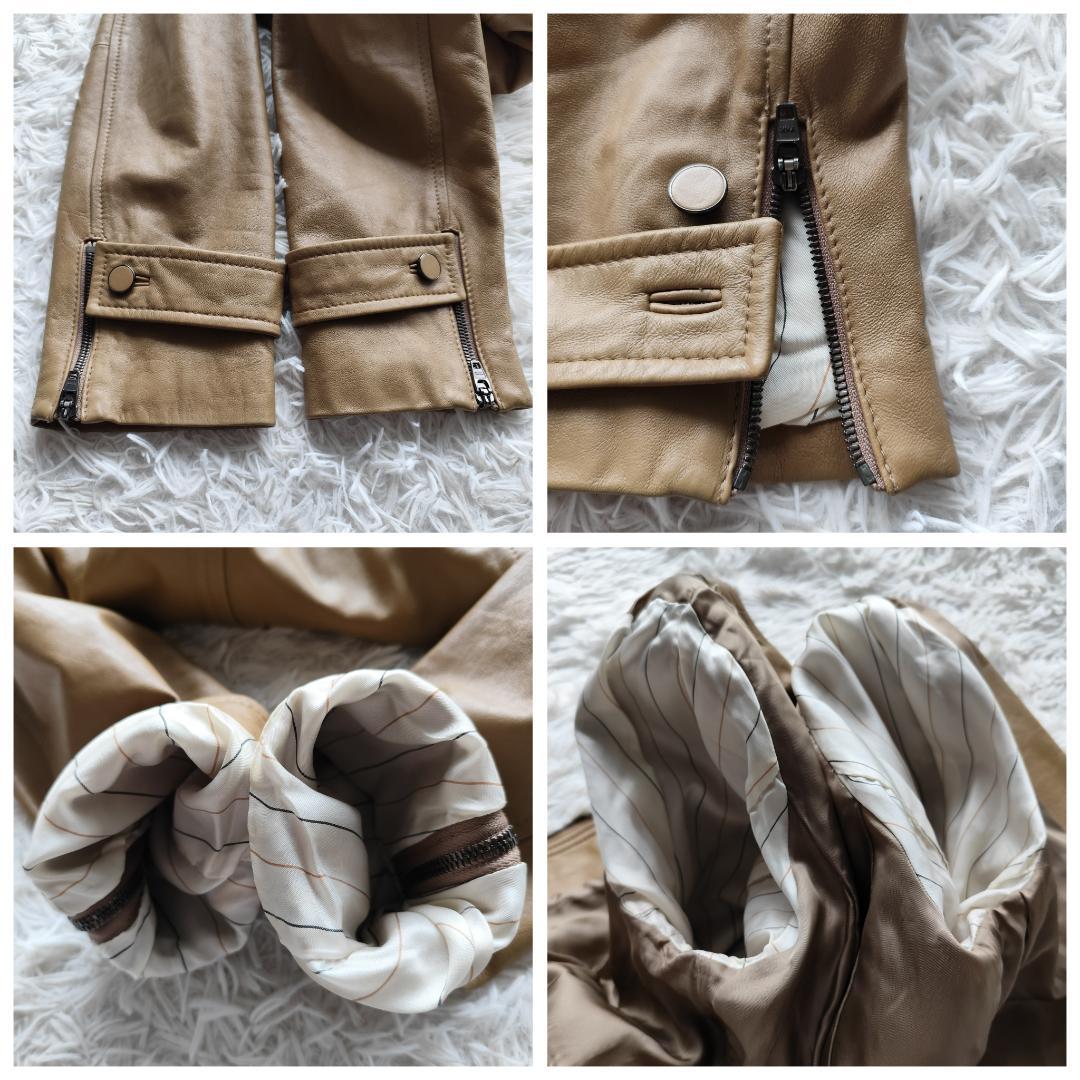 美品！23区 希少サイズ 48 5Lレザージャケット ブルゾン ラムレザー 茶