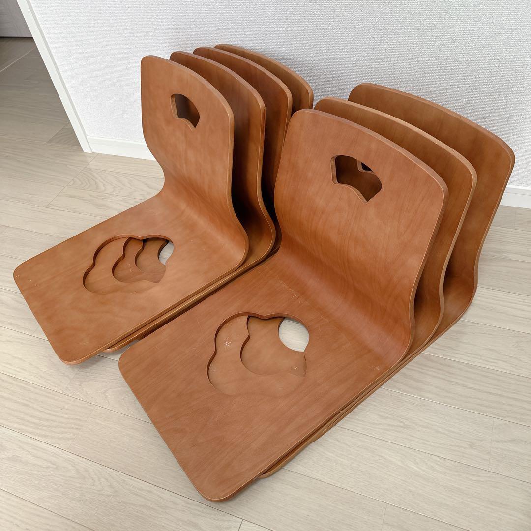 【7脚まとめて】木製座椅子　曲げ座椅子　和座椅子　旅館椅子　温泉椅子　ブラウン