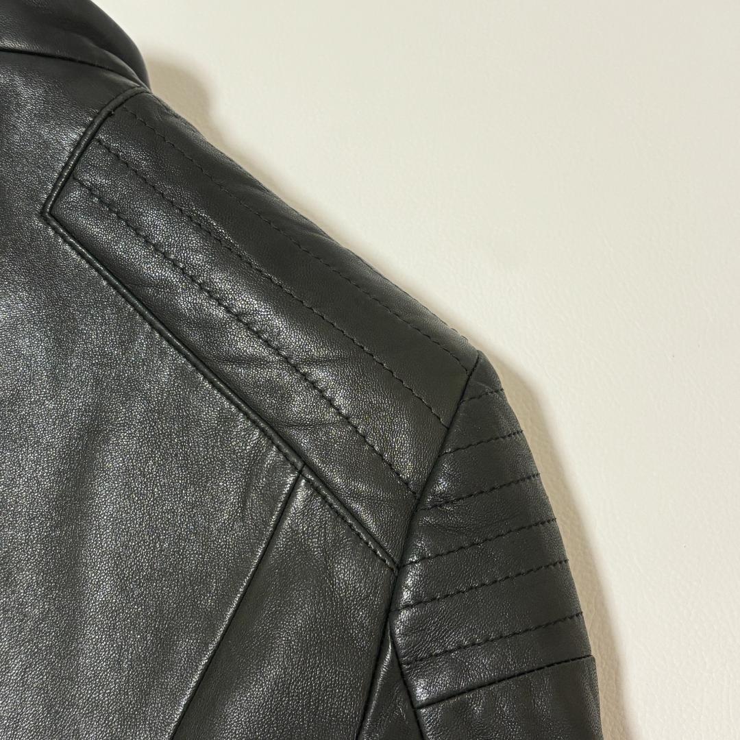 【希少】ポールスミス ライダースジャケット 羊革 ノーカラー L シングル