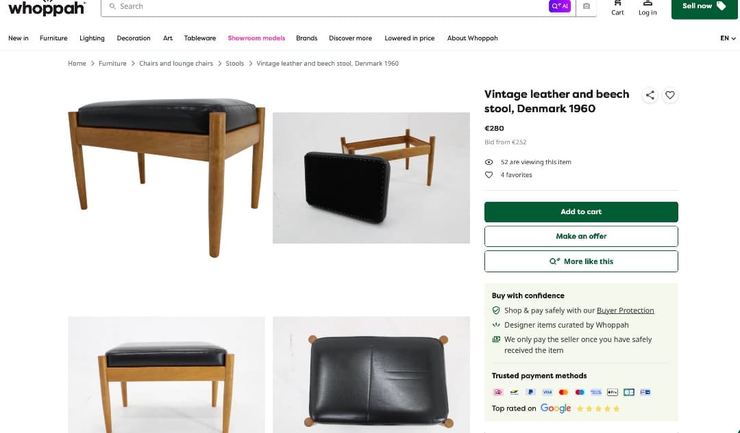 【デンマーク製】1960s 北欧 ビンテージ オットマン スツール ビーチ材