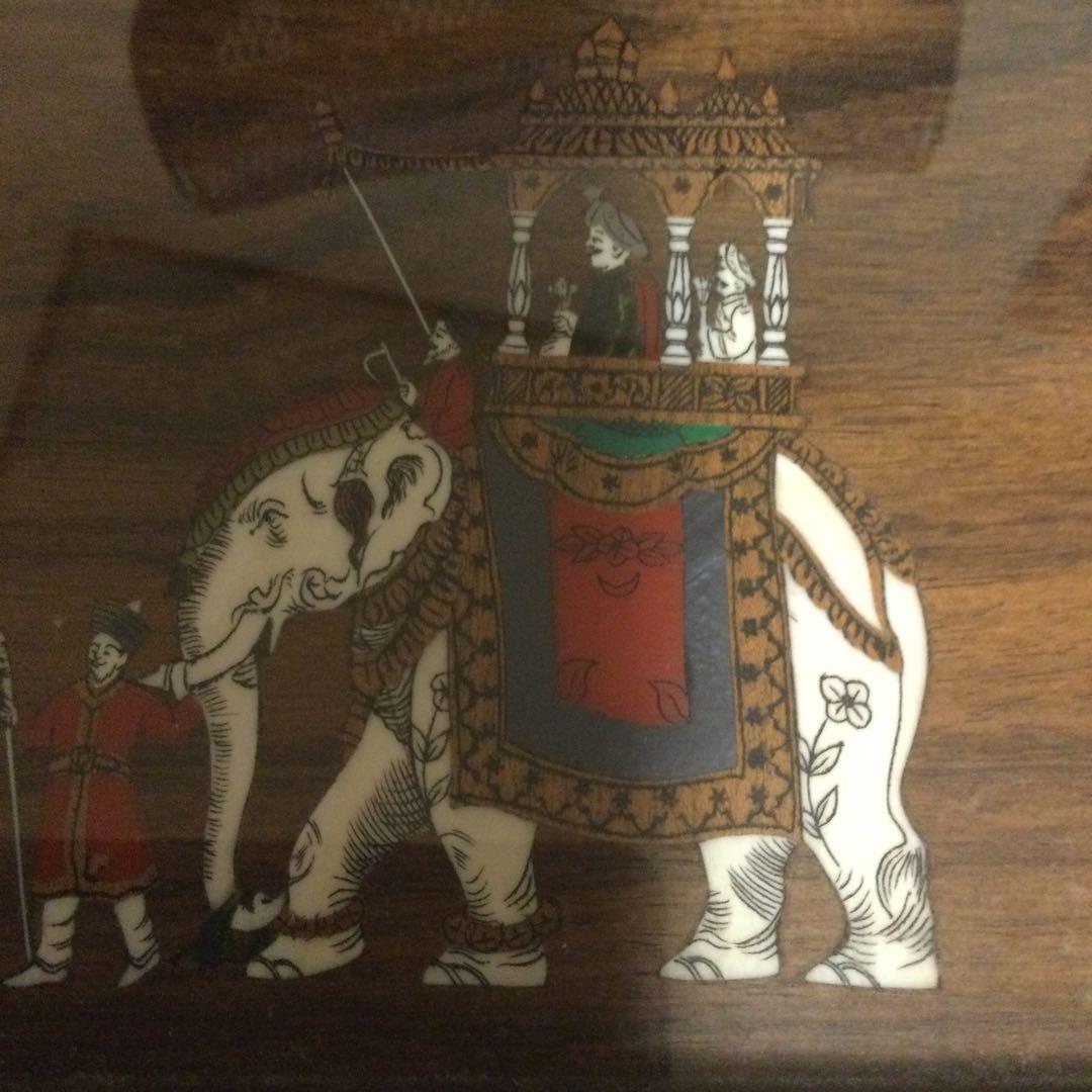 紫檀、唐木、インド製、大名行列のパネル