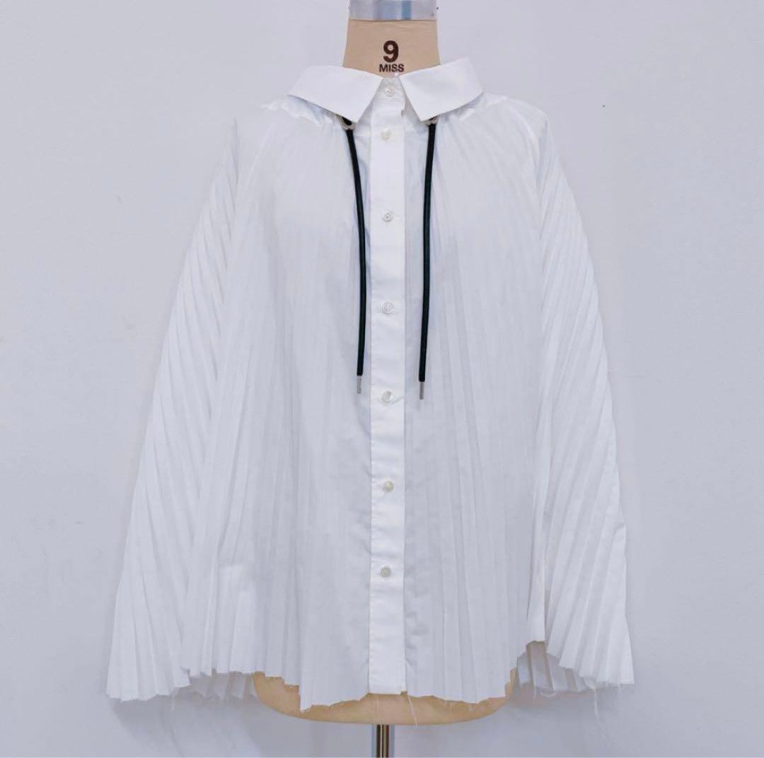 9DM17 sacai サカイ 長袖シャツ プリーツ 19-04805 ホワイト