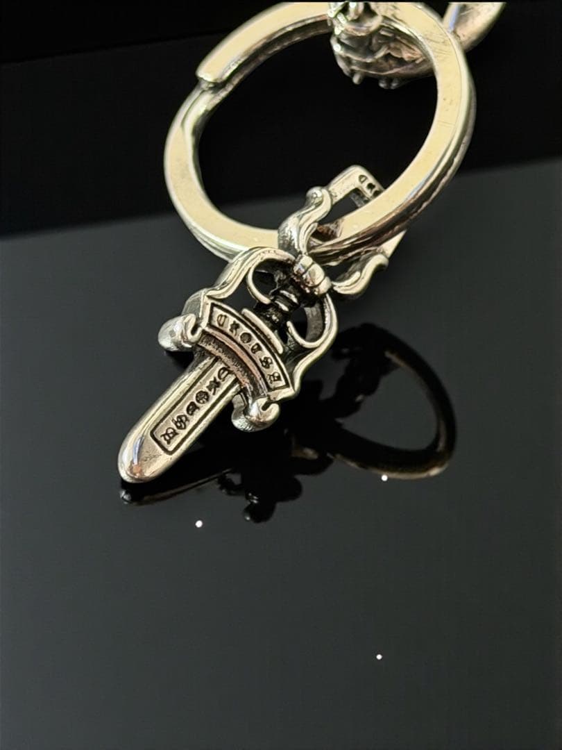 フック式 キーホルダー ダガーチャーム フローラルチェーン シルバー キーリング