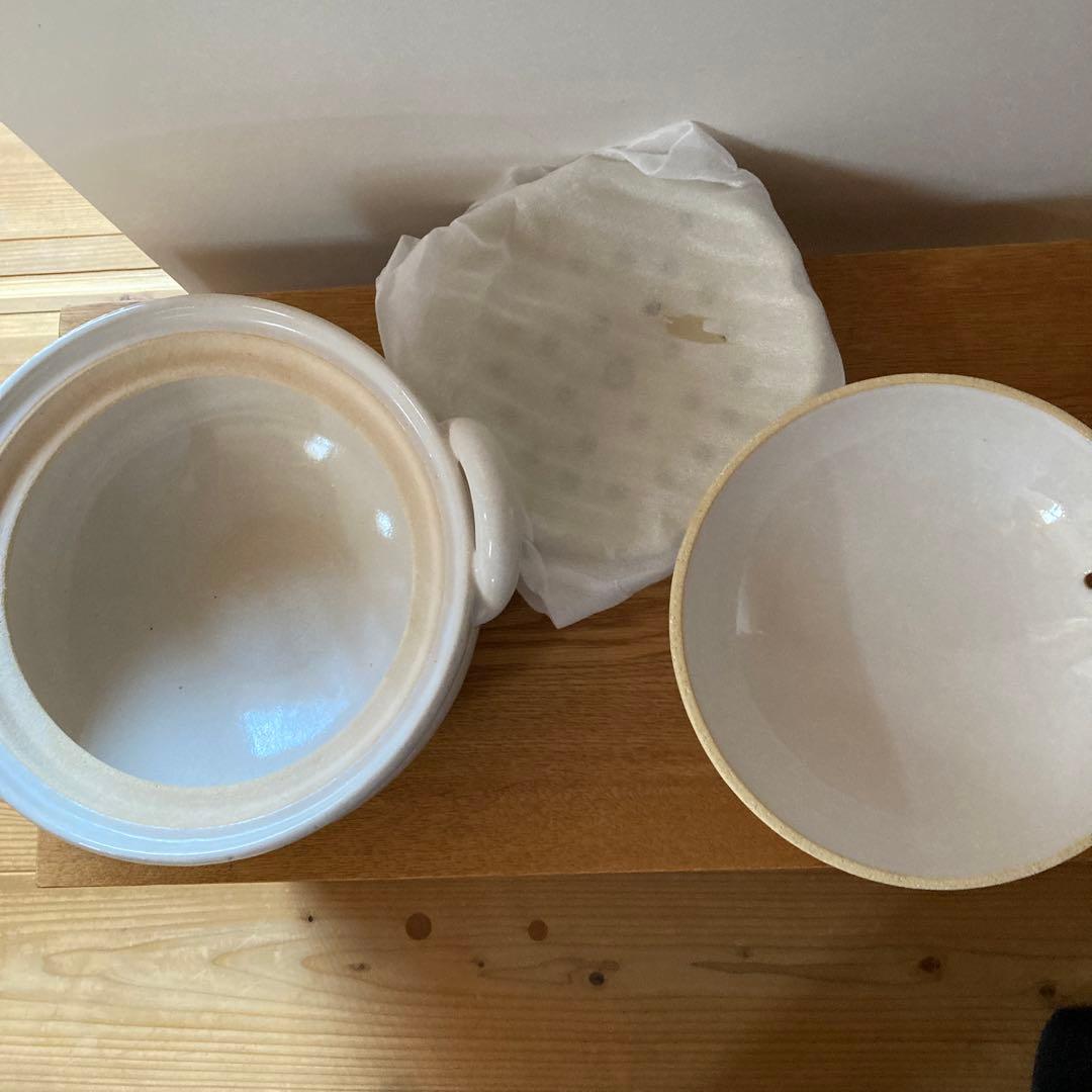 長谷園　ヘルシー蒸し鍋　中　￼土鍋　白